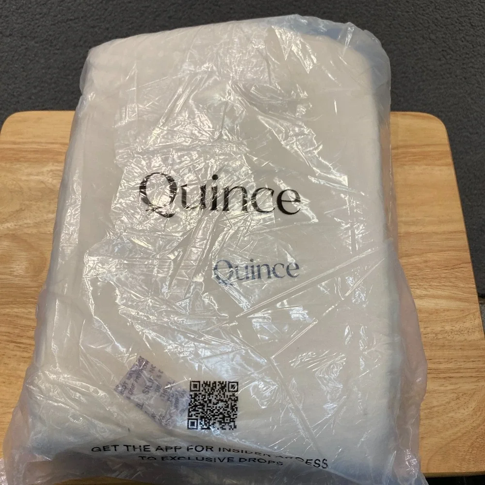 Quince European Linen Duvet Cover Set with Shams King/Cal King Size White NEW